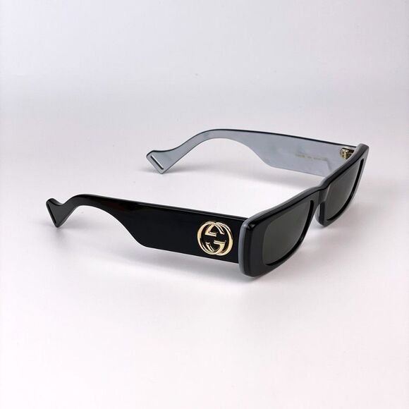 Gucci GG0516S 001 Sunglasses Black Silver Flash Logo Gradient Rectangle Women - Picture 10 of 12